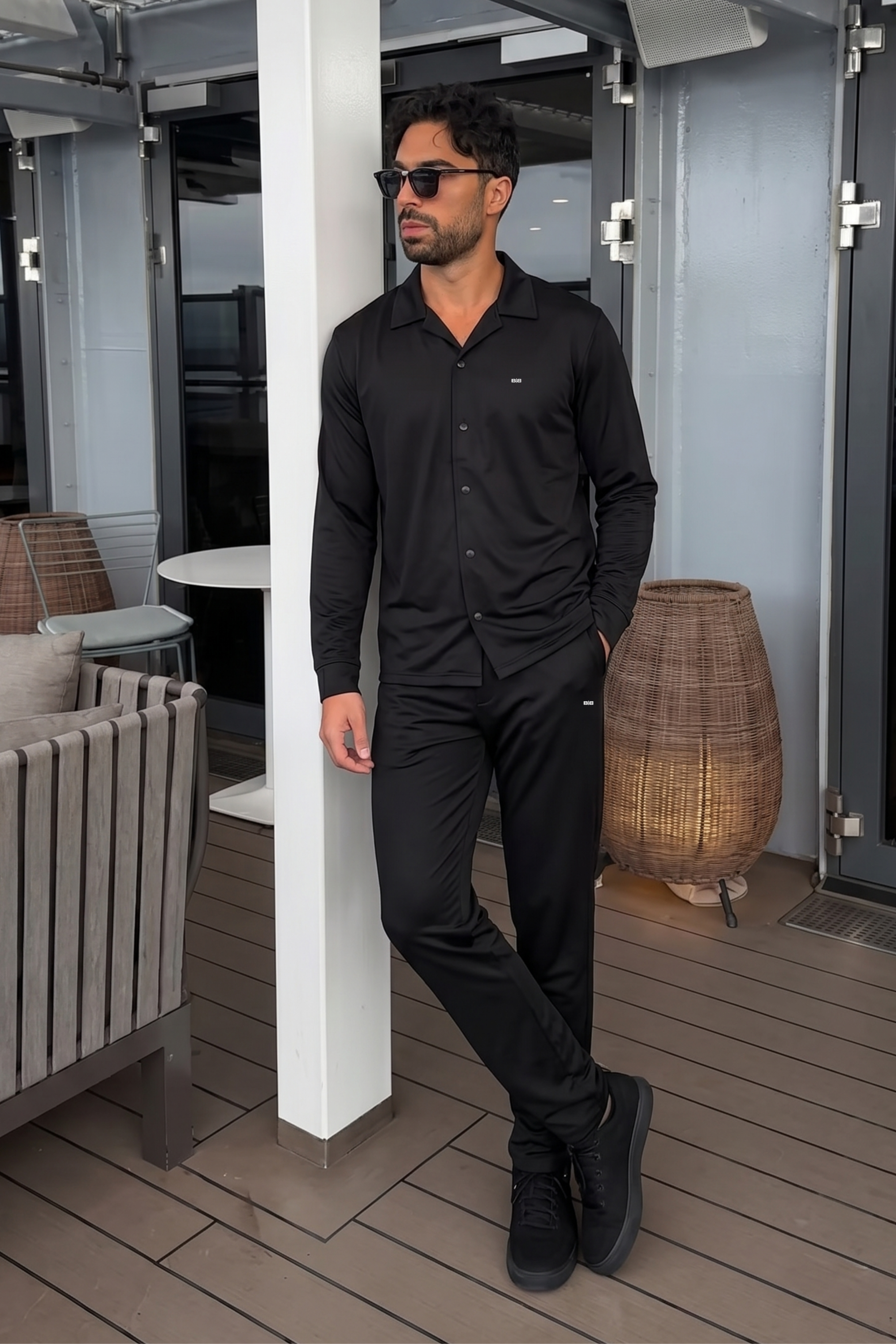 Broncoo Black Essential Button Up Trouser