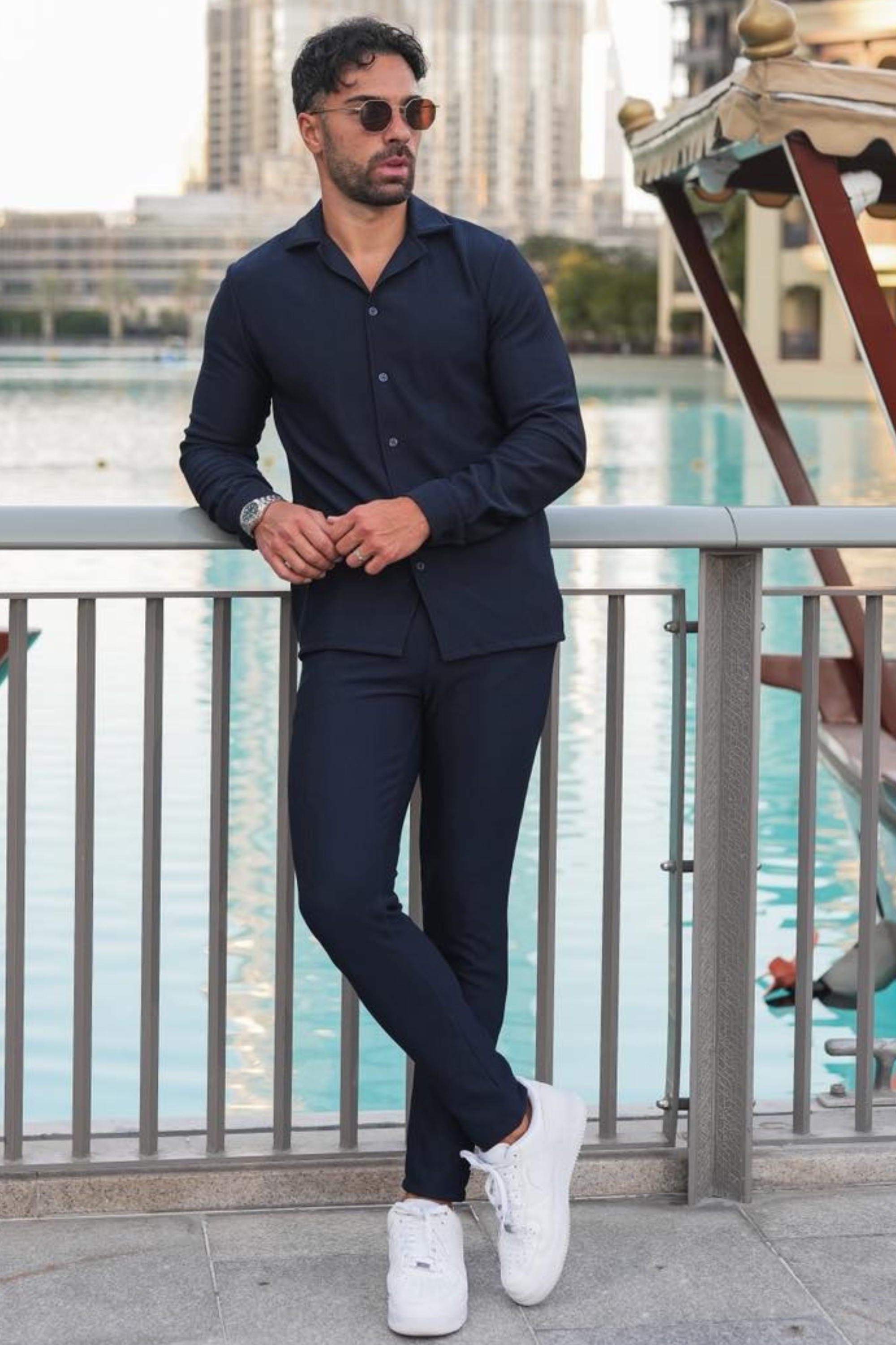 Broncoo Navy Essential Button Up Trouser