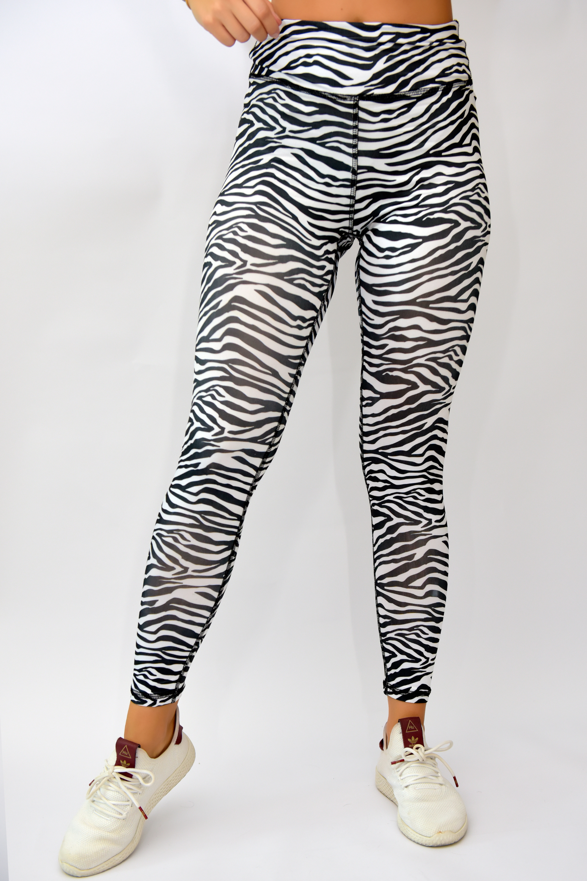 White Black Zebra Tights - Women