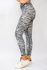 White Black Zebra Tights - Women