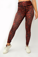 Red Black Zebra Tights - Women